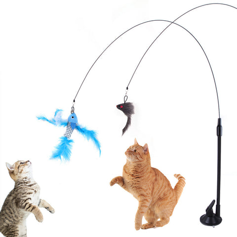 Steel Wire Cat Teaser Multi-head Replaceable Cat Toy Pet